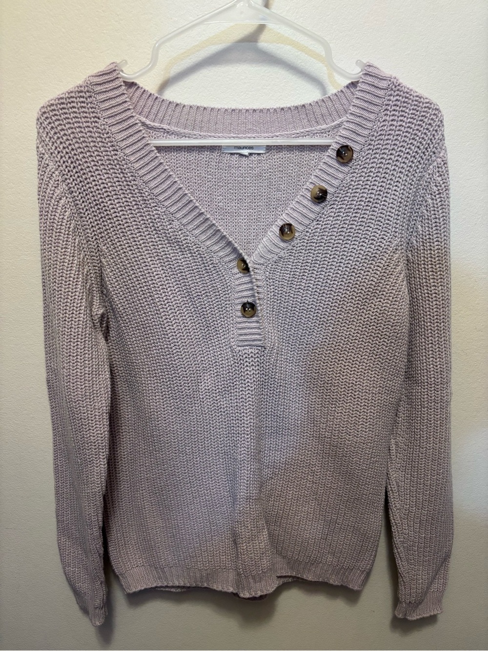 Maurices Lavender Button-Accent V-Neck Sweater
